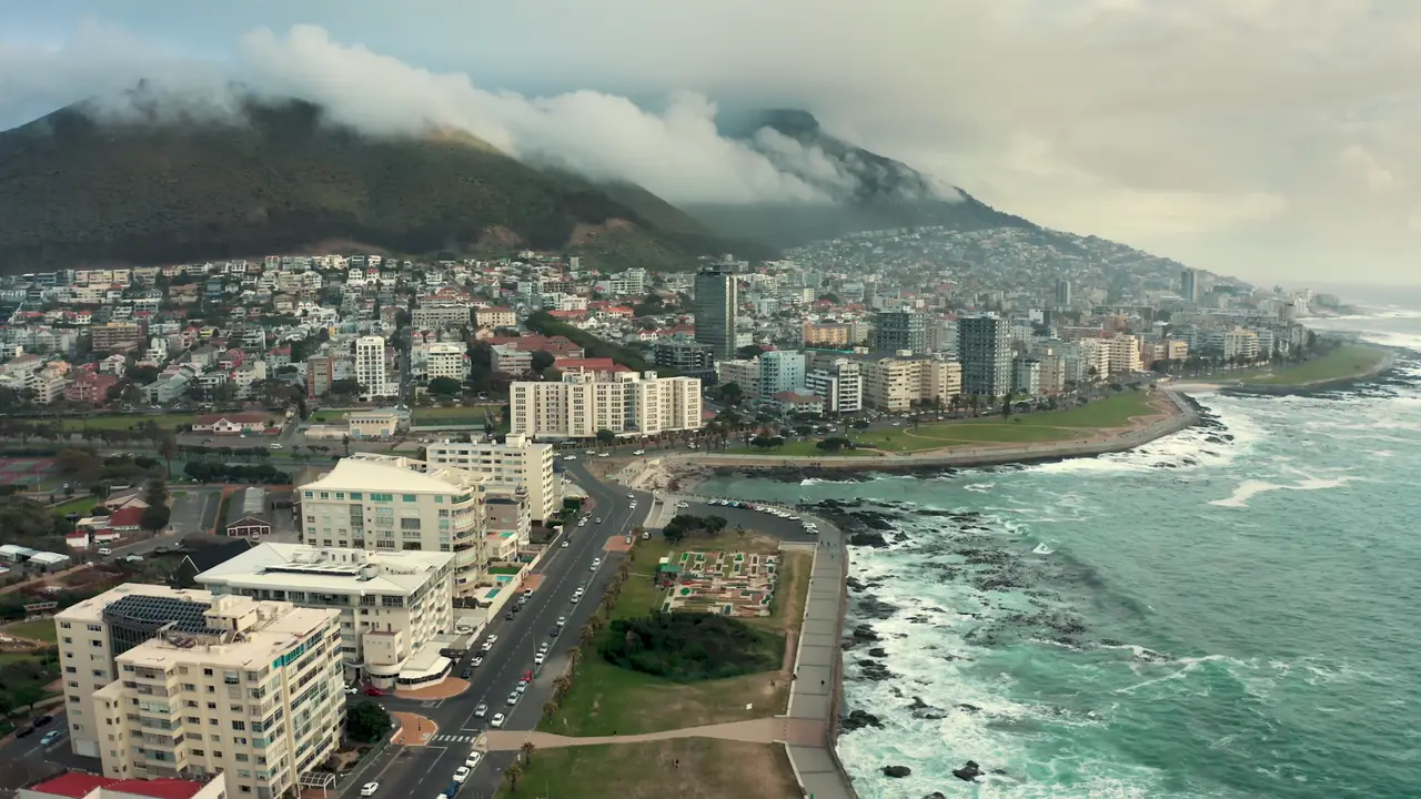 The Atlantic seafront beneath the mountain